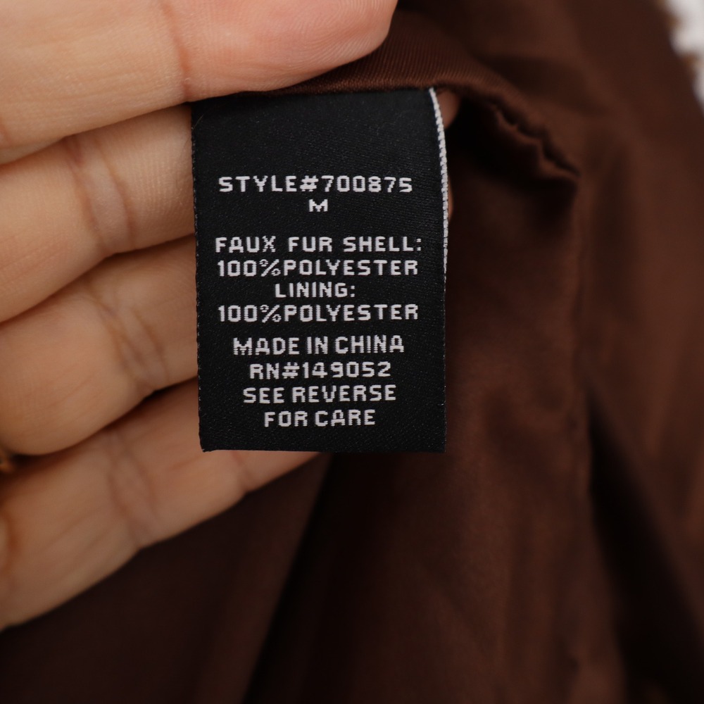 Fashion Nova Adjust To The Fame Faux Fur Coat Chocolate Brown Shaggy Jacket M - Picture 5 of 7